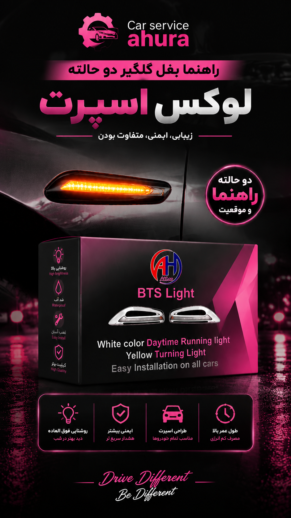 راهنما گلگیر دیلایت دار دو حالته بسته دو عددی