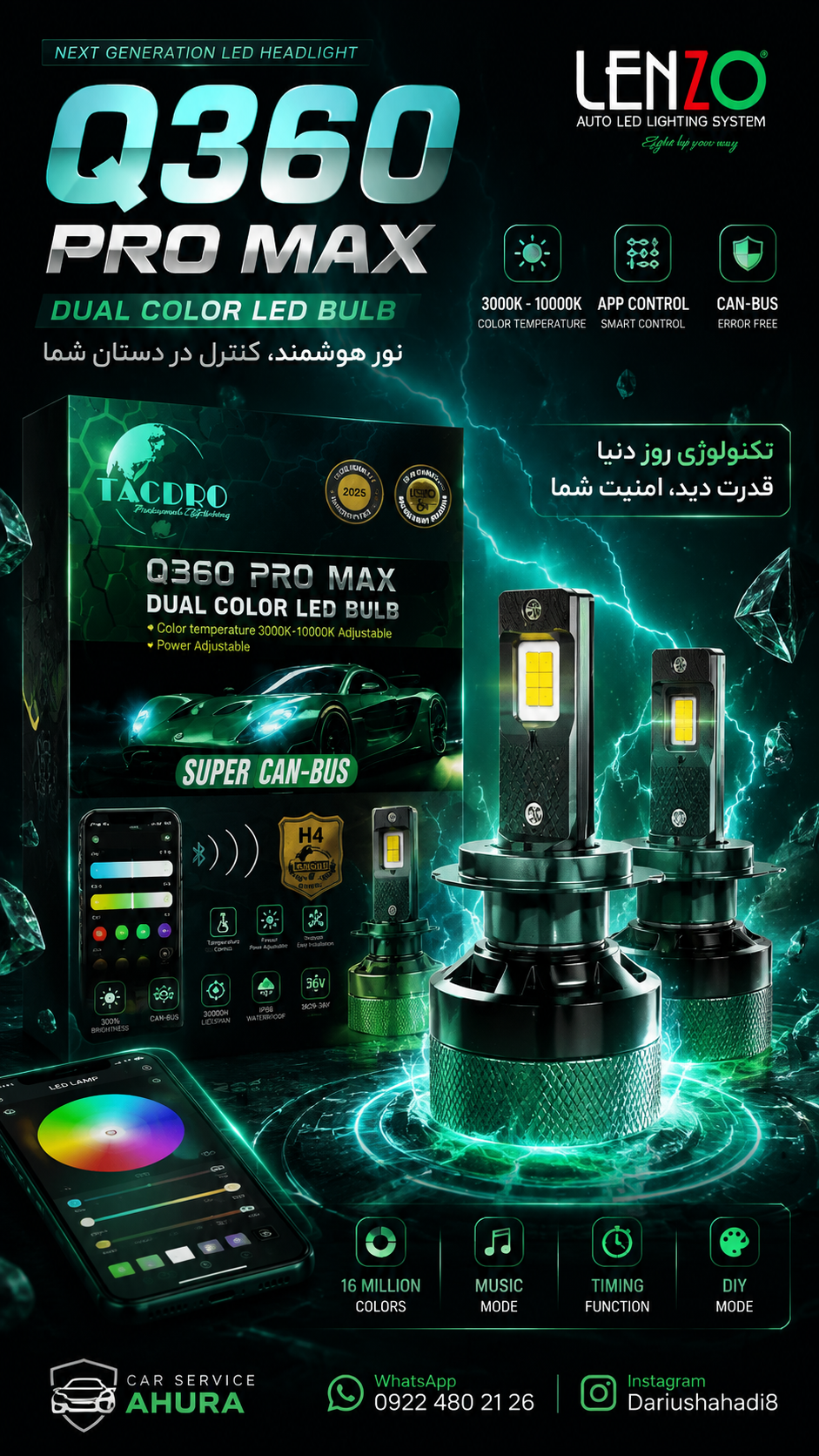 هدلایت اپلیکیشنی Q360 pro max لنزو