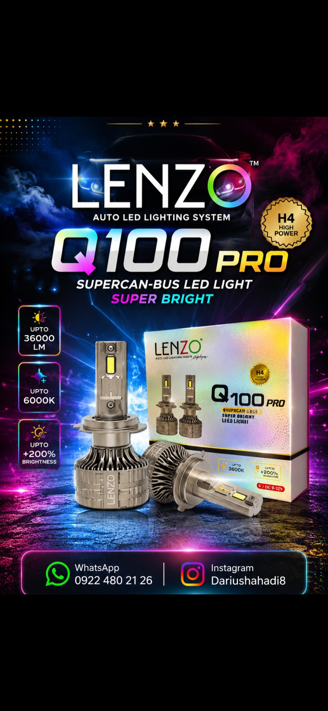 هدلایت Q100 pro لنزو